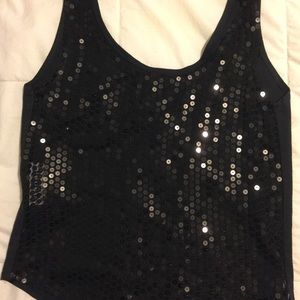 See through Black Sequence Tank Top